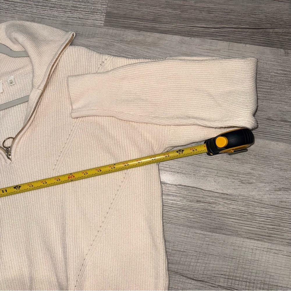 Cyrus women's long-sleeved ribbed zip-neck sweater, cream color, size XL - Picture 8 of 8